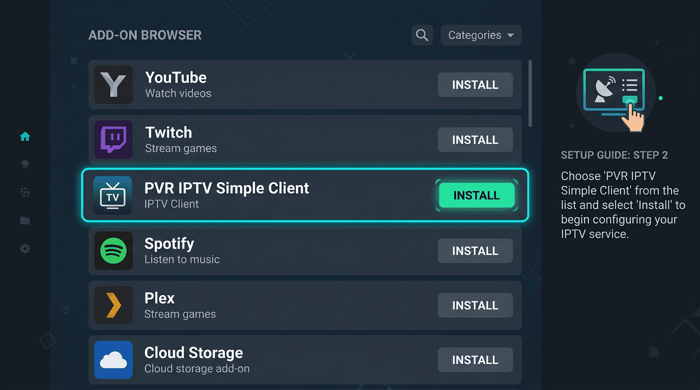 PVR IPTV Simple Client add-on in Kodi
