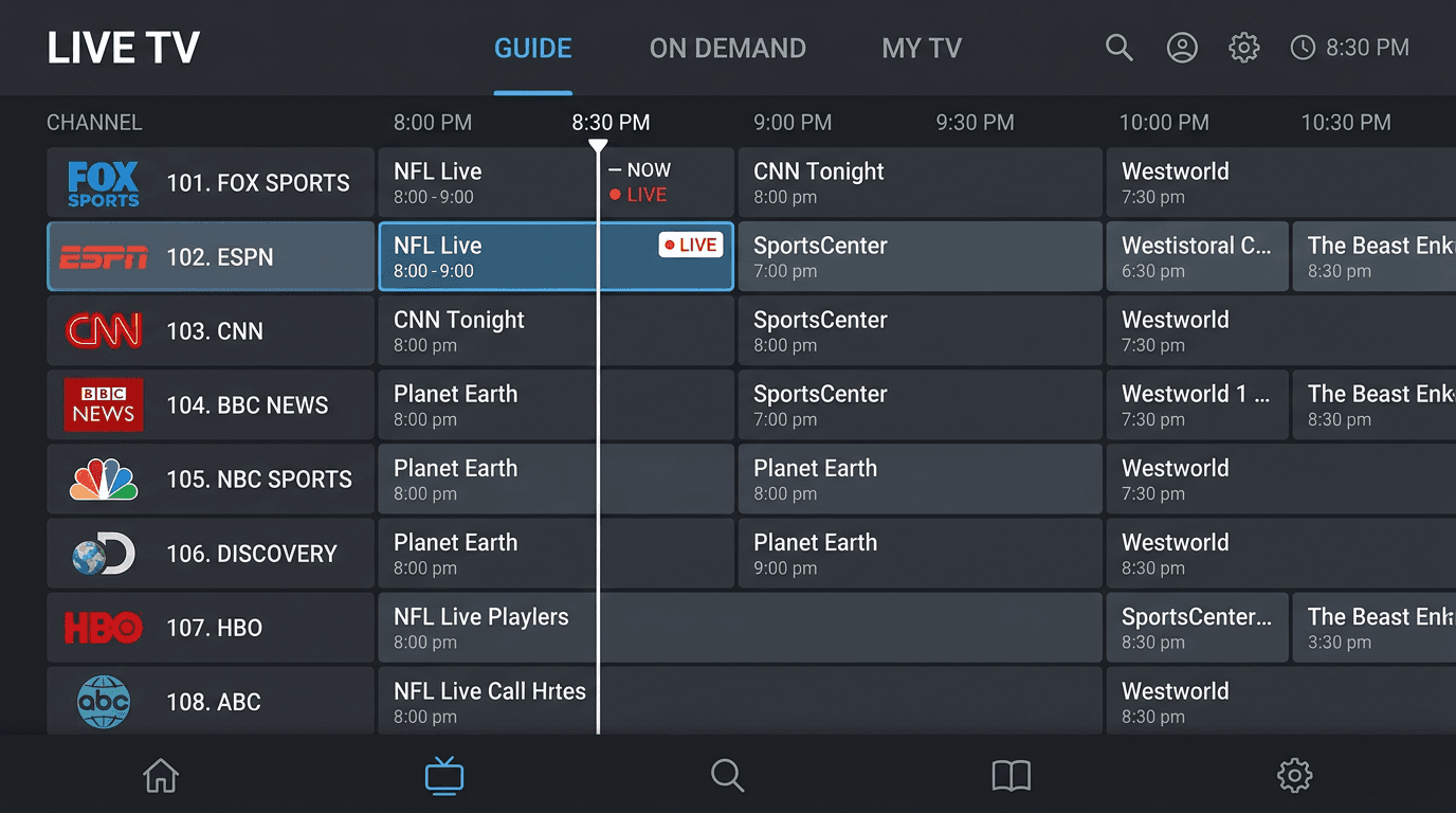 Live TV channels in Kodi