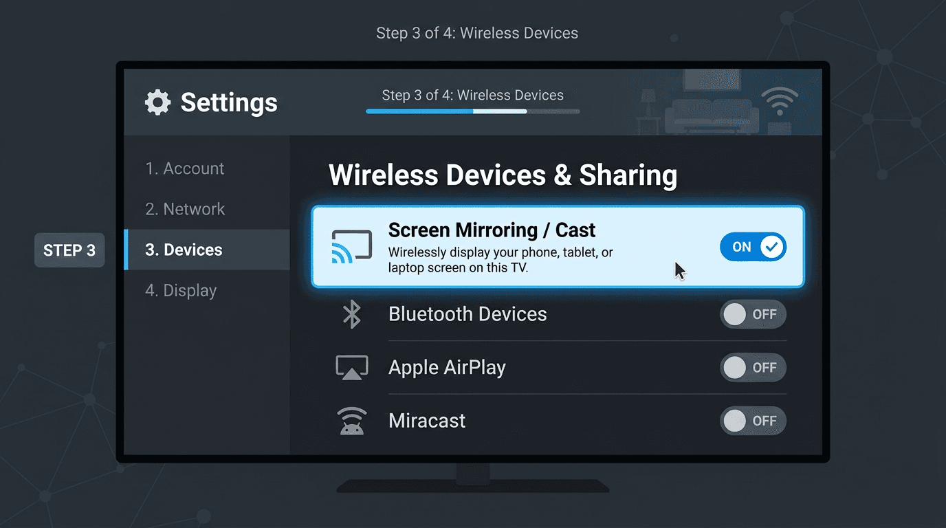 Roku screen mirroring settings